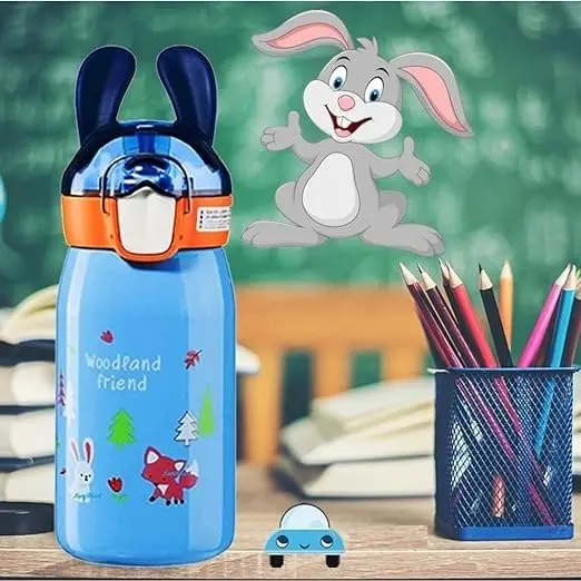 Vacuum Insulated Straw Water Bottle For Kids - 400ML Stainless Steel