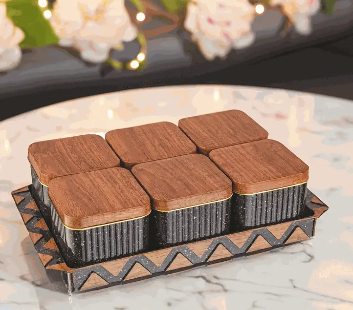 Bellagio Wooden 6pc Container